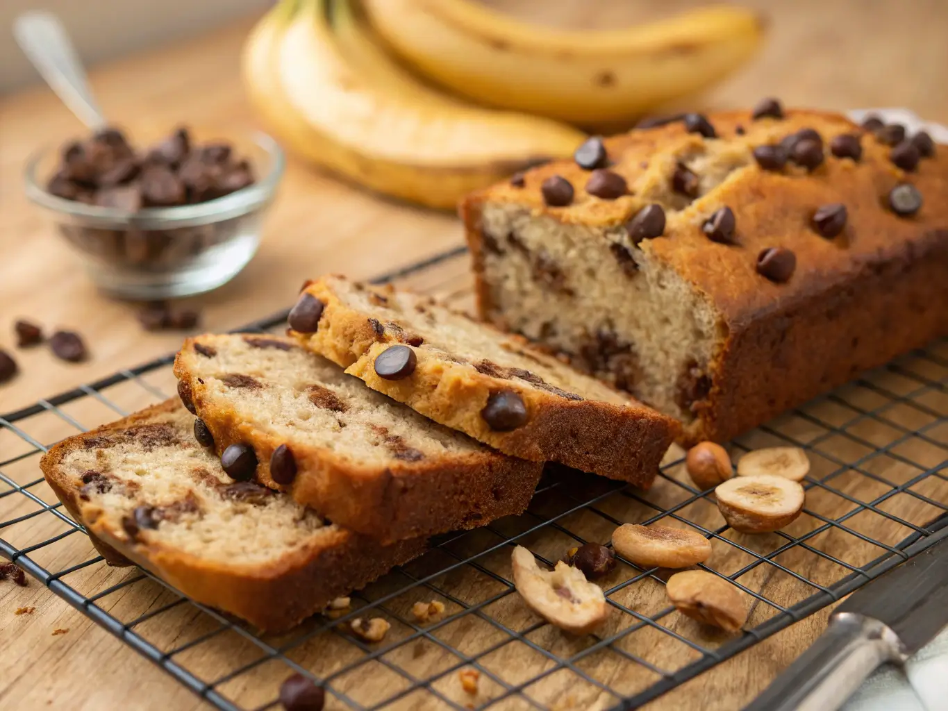 banana-bread-variations Chocolate chip few ingredient banana bread slices
