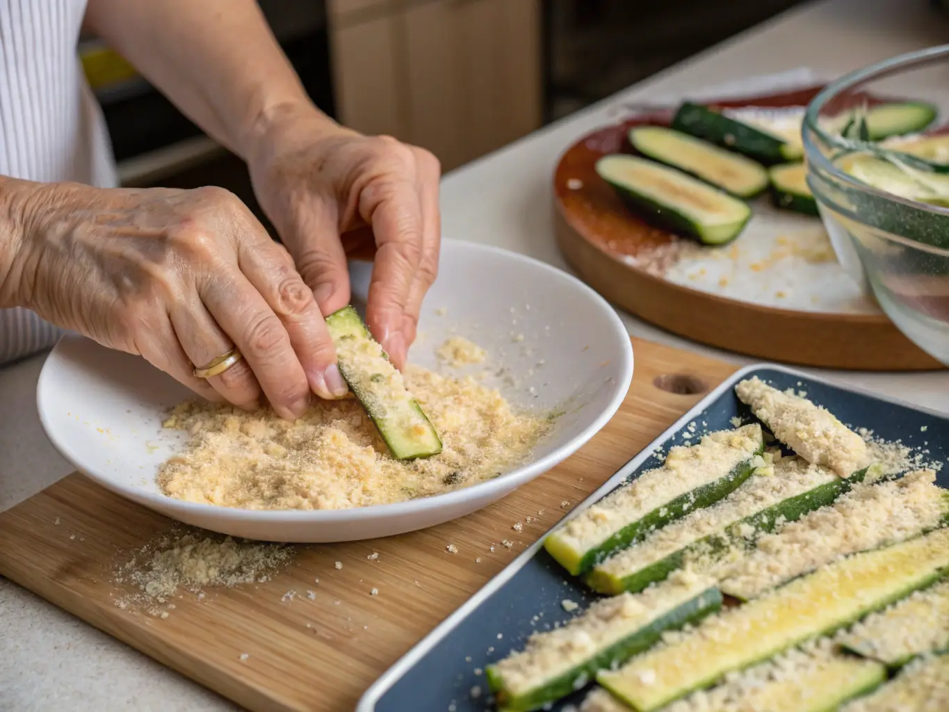 coating-zucchini-fries-air-fryer breading zucchini fries for air fryer