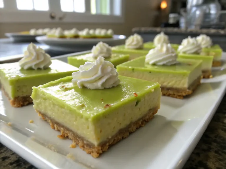Chilled key lime pie bars ready to serve