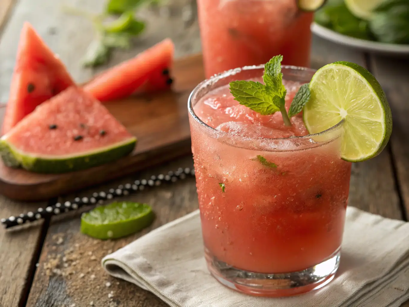 3-Ingredient Watermelon Limeade with mint and lime