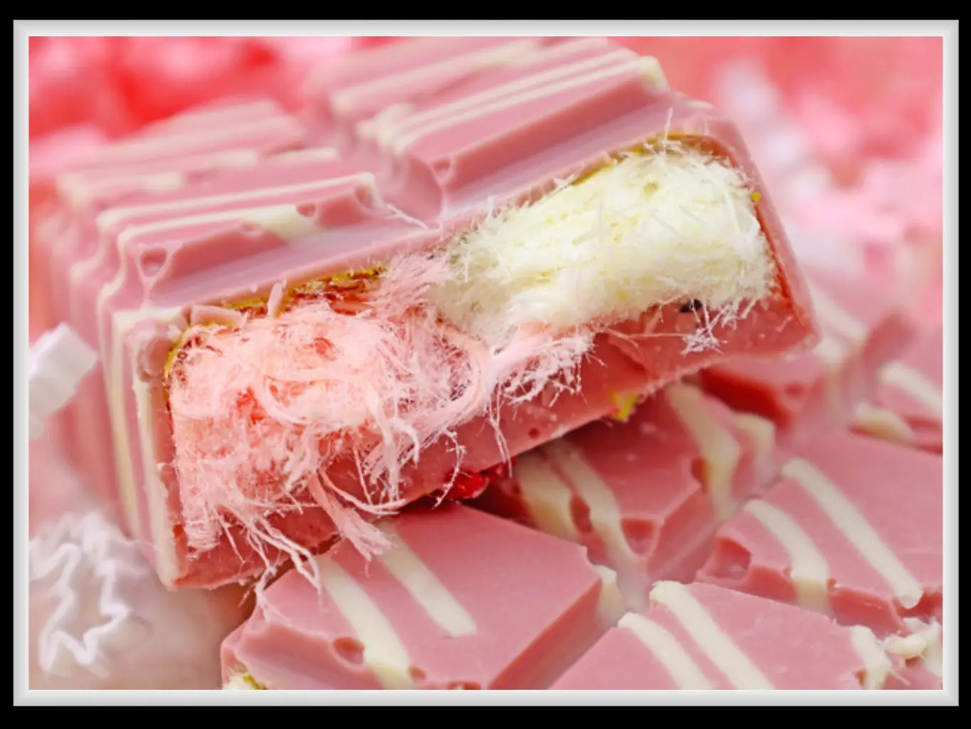 Angel Hair Chocolate Bar white chocolate and pistachio layers close-up