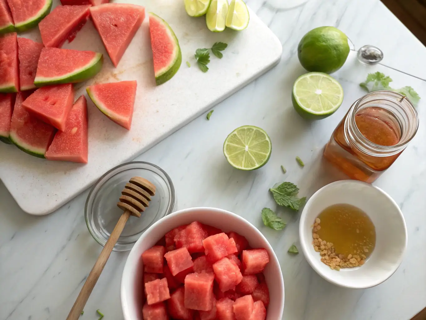 watermelon-limeade-ingredients. Ingredients for 3-Ingredient Watermelon Limeade