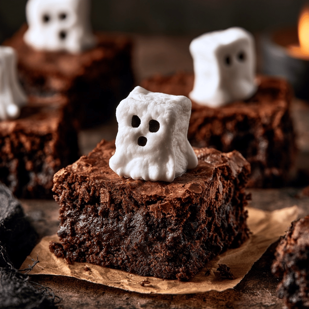 Marshmallow Ghost Brownies for Spooky Halloween Treats