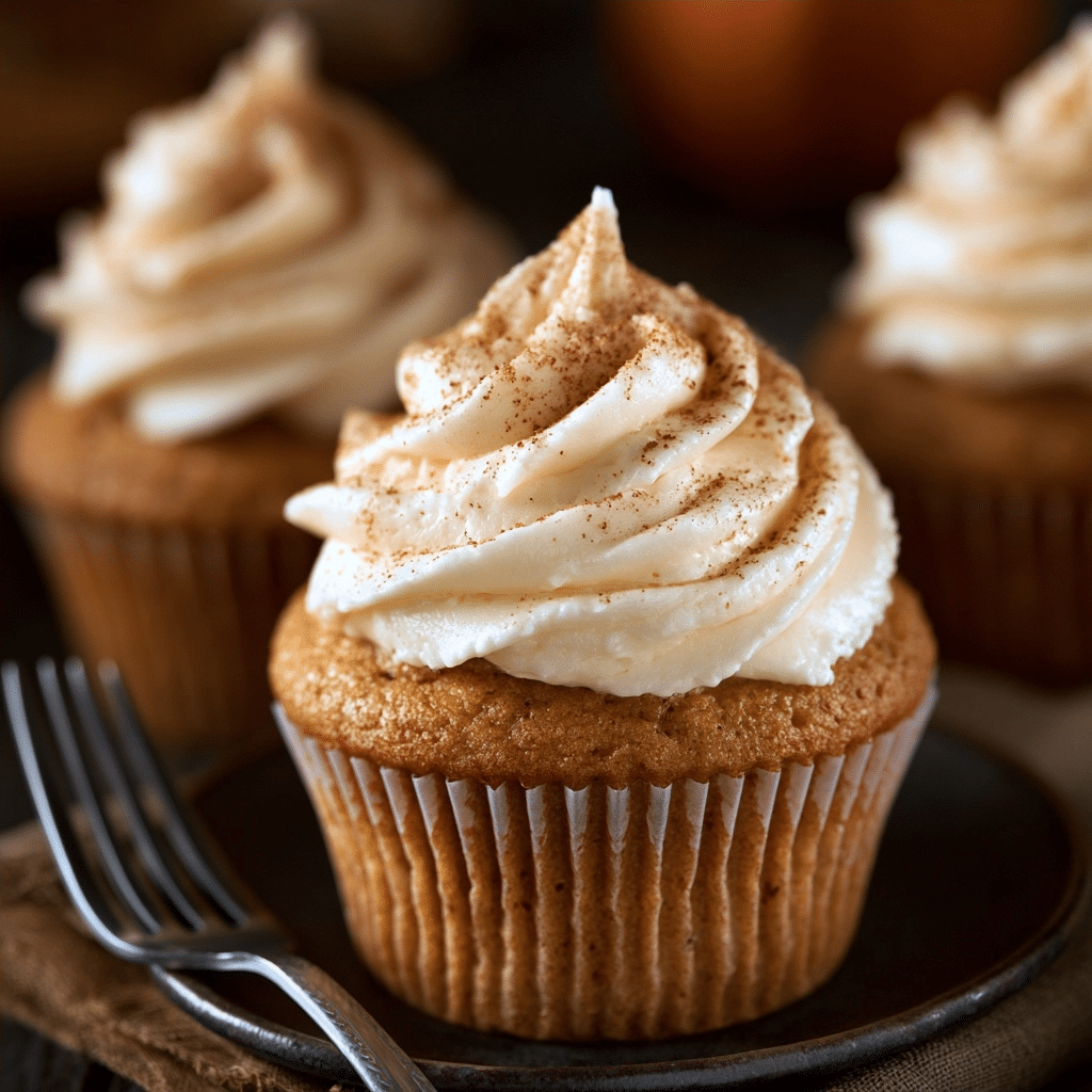 Pumpkin Cupcakes with Cinnamon Cream Cheese Frosting